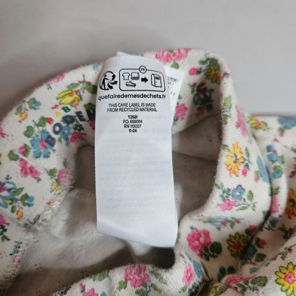 Baby Boden Floral Pointelle Pajama Set 2pc Cotton Pink Yellow Blue 9-12M 80cm